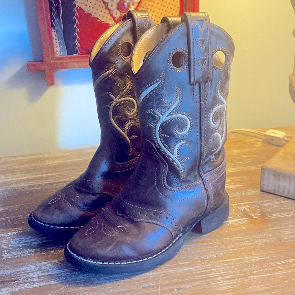 Vintage Old West leather children’s western cowboy boots